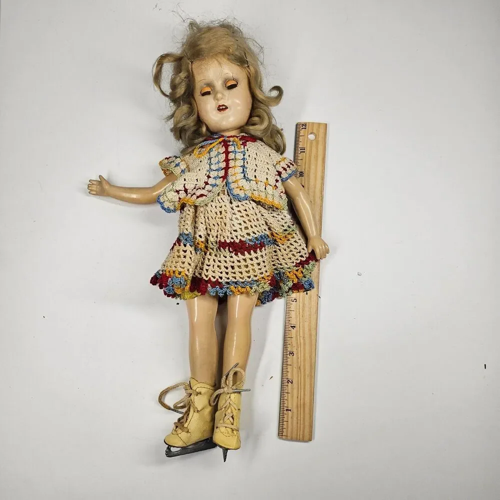 Sonja Henie Ice Skater Vintage Composition Doll 16